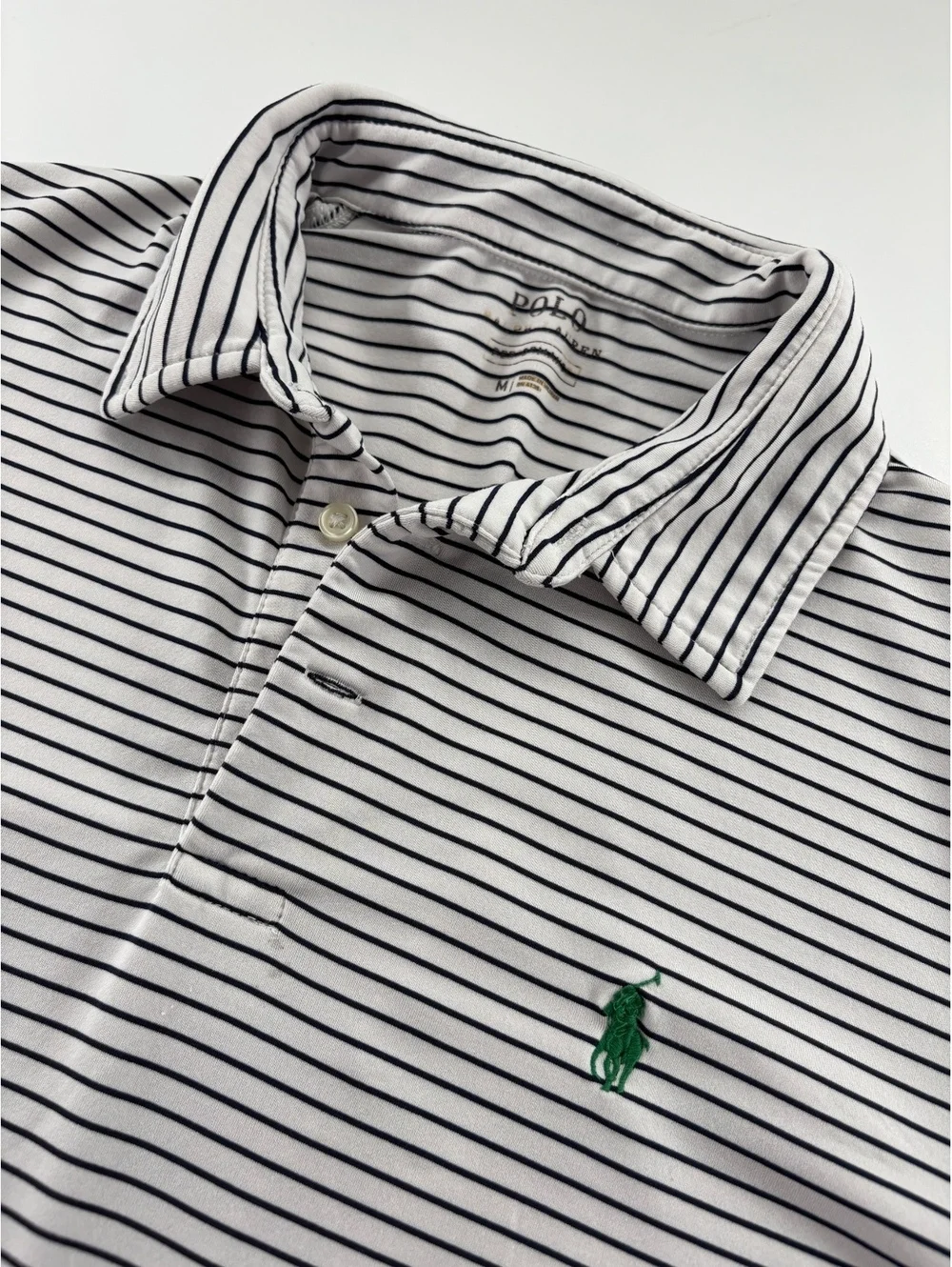 Polo Ralph Lauren Performance Golf Polo Men's M White Navy Stripe